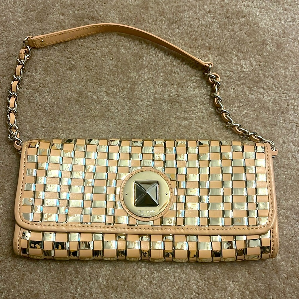Kate Spade Metallic Gold and Tan Woven Purse